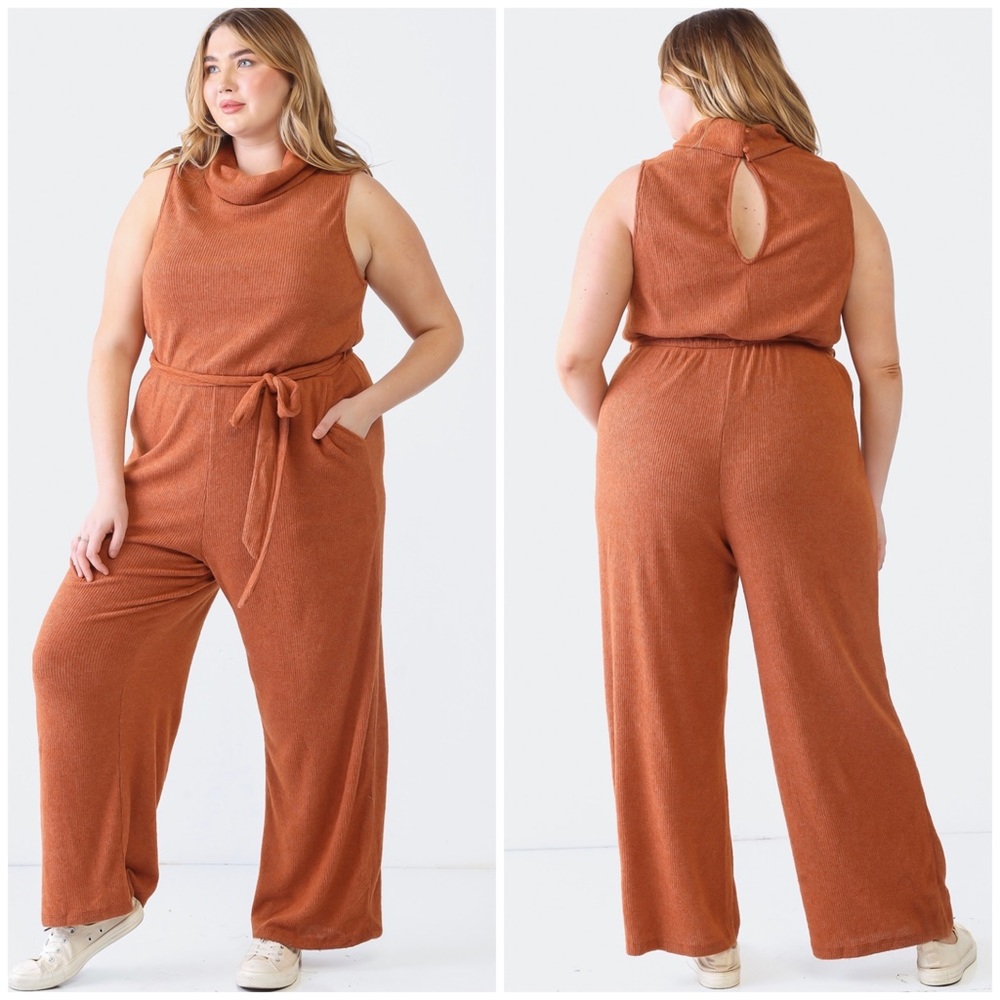 LAST 1❗️Plus Size GILLI Light Rust Cowl Neck Jumpsuit - Picture 3 of 5